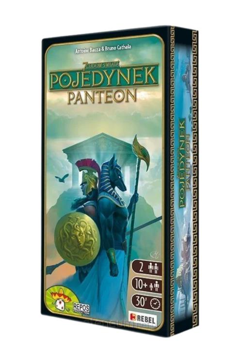 7 Cudów Świata: Pojedynek – Panteon Rebel – dodatek do gry strategicznej dla 2 osób, wprowadzający starożytne bóstwa i nowe świątynie, CG-PL02.
