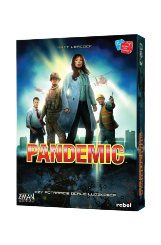 Pandemic edycja polska Rebel – kooperacyjna gra planszowa o zwalczaniu epidemii i ratowaniu świata dla 2–4 graczy, kod ZMG7100PL.