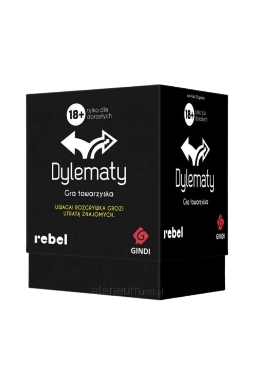 Dylematy Rebel – gra imprezowa dla dorosłych 18+ z 165 kartami moralnych wyborów, dla 4–15 osób, kod DYL-PL-P01-2019.